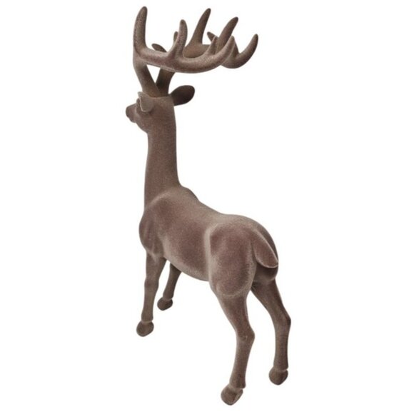 Flocked Brown Standing 16" Reindeer Deer Christmas Decoration - Picture 2 of 5